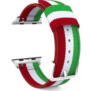 Apple Watch Uyumlu İçin 38-40 mm Pantheon Şeritli Yeşil Kırmızı Kayış