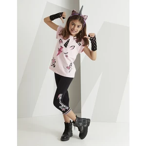 MSHB&G Rocker Unicorn Kız Çocuk T-shirt Kapri Şort Takım