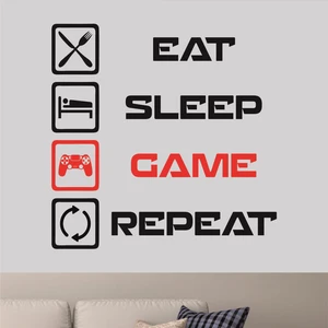 Sticker Master Oyuncu Eat,Sleep,Game Duvar Çocuk Odası Sticker Oto Motor Pc Etiket