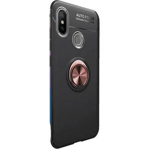 Jopus Xioami Mi 8 SE Kılıf Ultra Korumalı Yüzüklü Standlı Ravel Silikon - (Siyah - Rose Gold)