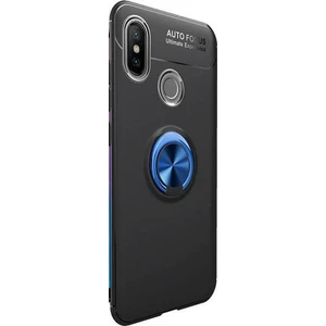 Jopus Xioami Mi A2 (6X) Kılıf Ultra Korumalı Yüzüklü Standlı Ravel Silikon - (Siyah - Mavi)