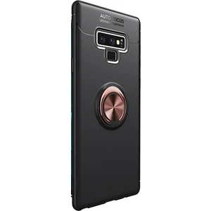 Jopus Samsung Galaxy Note 9 Kılıf Ultra Korumalı Yüzüklü Standlı Ravel Silikon - (Siyah - Rose Gold) + Cam Ekran Koruyucu