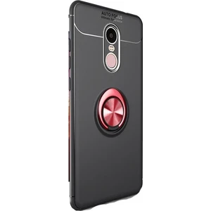 Jopus Huawei Mate 10 Lite Kılıf Ultra Korumalı Yüzüklü Standlı Ravel Silikon - (Siyah - Kırmızı) + Cam Ekran Koruyucu