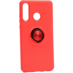 Jopus Huawei P30 Lite Kılıf Ultra Korumalı Yüzüklü Standlı Ravel Silikon - (Kırmızı) + Cam Ekran Koruyucu