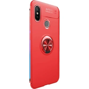 Jopus Xioami Mi 8 SE Kılıf Ultra Korumalı Yüzüklü Standlı Ravel Silikon - (Kırmızı) + Cam Ekran Koruyucu