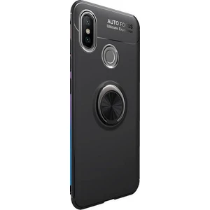 Jopus Xioami Mi A2 (6X) Kılıf Ultra Korumalı Yüzüklü Standlı Ravel Silikon - (Siyah) + Cam Ekran Koruyucu