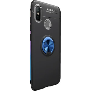Jopus Xioami Mi 8 Kılıf Ultra Korumalı Yüzüklü Standlı Ravel Silikon - (Siyah - Mavi) + Nano Ekran Koruma