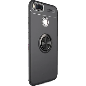 Jopus Xioami Mi A1 (5X) Kılıf Ultra Korumalı Yüzüklü Standlı Ravel Silikon - (Siyah) + Nano Ekran Koruma