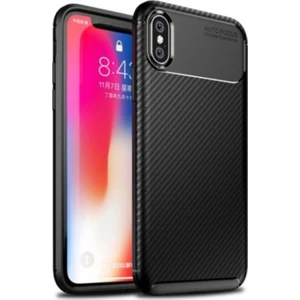Jopus Apple iPhone XS Kılıf Karbon Desenli Lux Negro Silikon - Siyah