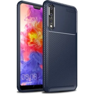 Jopus Huawei P20 Pro Kılıf Karbon Desenli Lux Negro Silikon - Lacivert + Nano Ekran Koruyucu