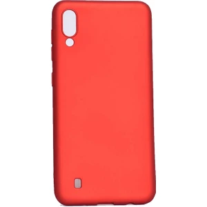 Jopus Samsung Galaxy M10 Mat Premium Silikon Kılıf - Kırmızı + Cam Ekran Koruyucu