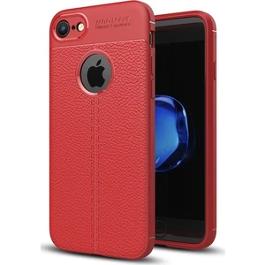 Jopus Apple iPhone 7 Kılıf Deri Desenli Lüx Niss Silikon - Kırmızı