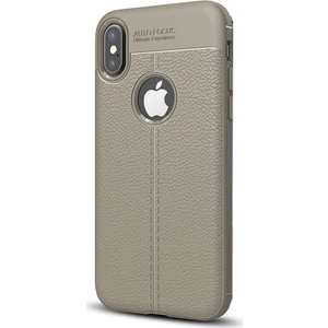 Jopus Apple iPhone XS Kılıf Deri Desenli Lüx Niss Silikon - Gri