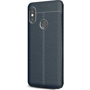 Jopus Xioami Redmi Note 5 Pro Kılıf Deri Desenli Lüx Niss Silikon - Lacivert