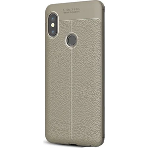 Jopus Xioami Redmi Note 5 Pro Kılıf Deri Desenli Lüx Niss Silikon - Gri