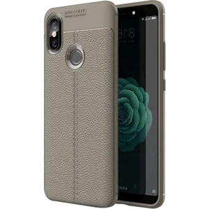 Jopus Xioami Redmi S2 Kılıf Deri Desenli Lüx Niss Silikon - Gri + Cam Ekran Koruyucu