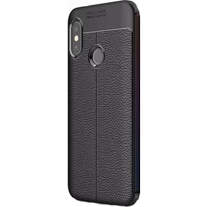 Jopus Xioami Mi A2 - 6X Kılıf Deri Desenli Lüx Niss Silikon - Siyah + Cam Ekran Koruyucu