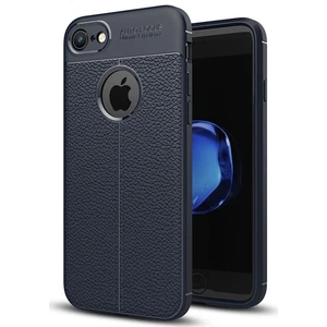 Jopus Apple iPhone 7 Kılıf Deri Desenli Lüx Niss Silikon - Lacivert + Nano Ekran Koruyucu