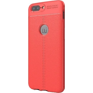 Jopus One Plus 5 Kılıf Deri Desenli Lüx Niss Silikon - Kırmızı + Nano Ekran Koruyucu