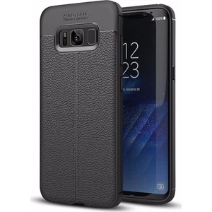 Jopus Samsung Galaxy S8 Kılıf Deri Desenli Lüx Niss Silikon - Siyah + 5D Nano Ekran Koruyucu