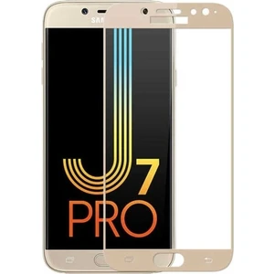 Jopus Samsung Galax J7 Pro 5D Nano Tam Kaplayan Ekran Koruyucu - Gold + Şeffaf Silikon Kılıf