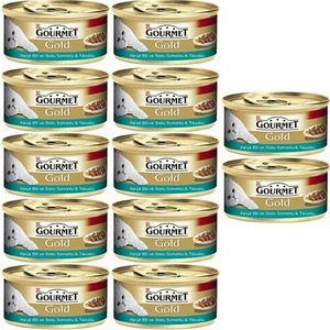 Gourmet Gold Parça Etli Soslu Somonlu & Tavuklu Yaş Kedi Maması 85 gr  (12 Al 10 Öde)
