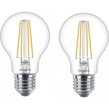 Philips LED Classic 7-60W A60 E27 Non-Dim 2700K 2'li Ekopaket Led Filament