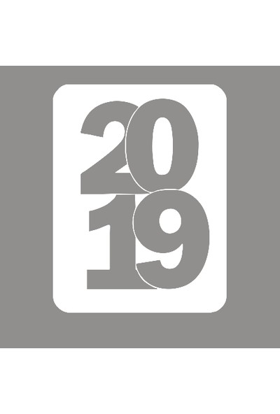 New Jargon Yılbaşı Süslemeleri 2019 Yazısı Sticker Çıkartma Beyaz