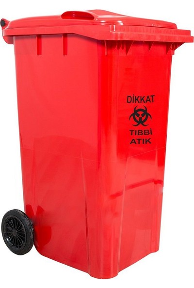 Plastik Tıbbi Atık Çöp Konteyneri 120 lt A+ Kalite Isıya Dayanıklı Tıbbi Atık Kovası