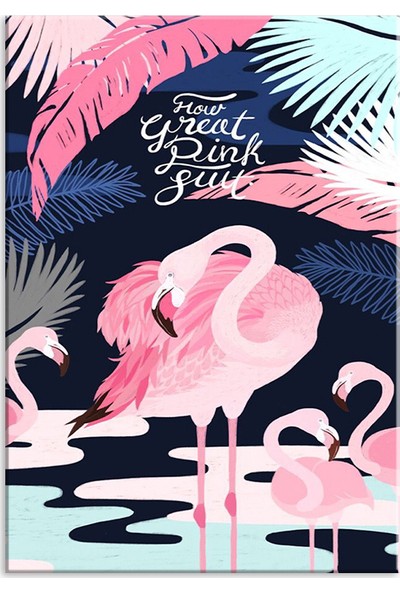 Meteor Galeri Flamingo Hoş Dekoratif Kanvas Tablo