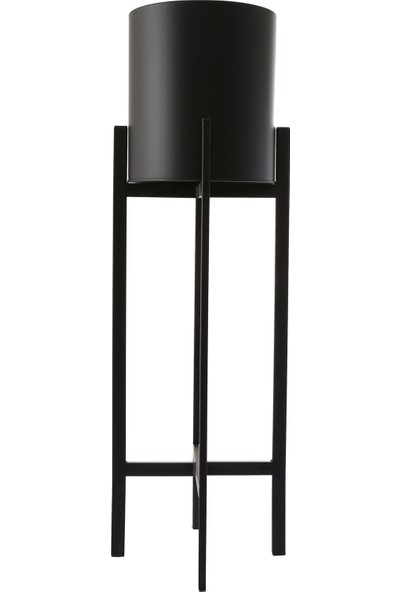 Mien Metal Siyah Dekoratif Ayaklı Saksı Ferforje Ayaklı 25 x 64 cm