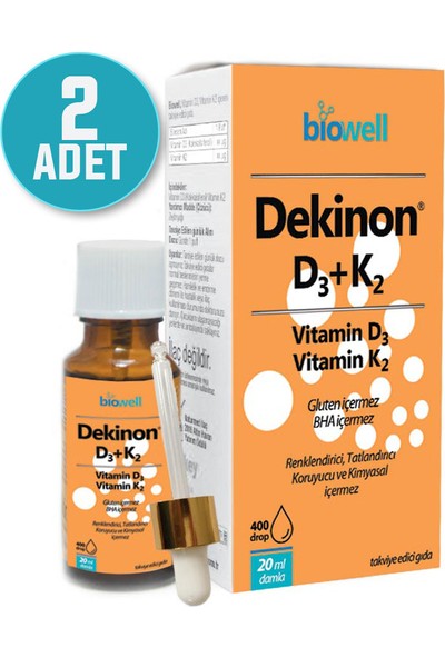 Biowell Dekinon D3 K2 Vitamini Damla 20 Ml X 2 Adet