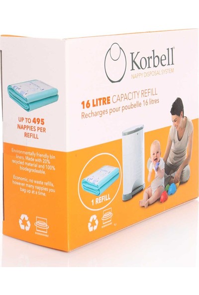 Korbell 495 Adet Kirli Bebek Bezi Kapasiteli Çöp Poşeti