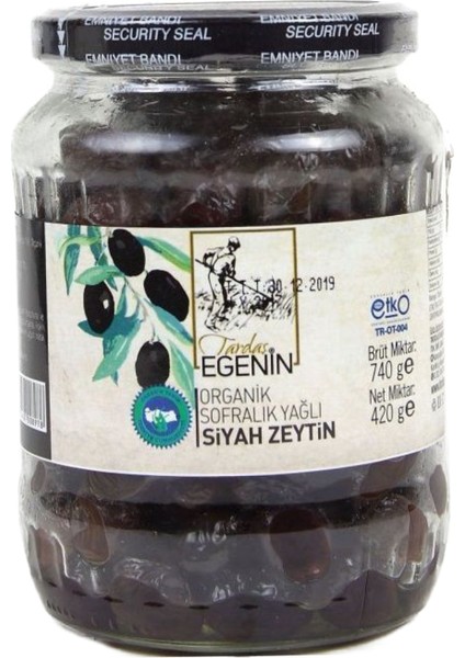 Tardaş Egenin - Organik Sofralık Yağlı Siyah Zeytin 420 gr