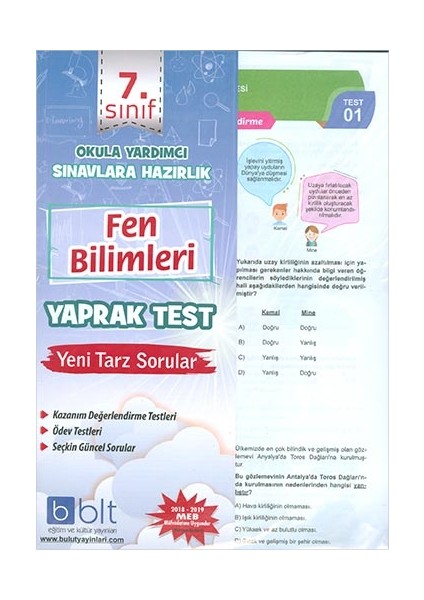 Bulut Eğitim ve Kültür Yayınları Eğitim 7. Sınıf Fen Bilimleri Yaprak Test Yeni