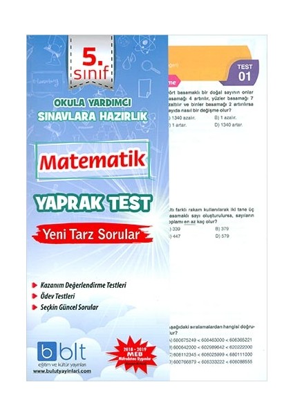 Bulut Eğitim ve Kültür Yayınları Eğitim 5. Sınıf Matematik Yaprak Test Yeni