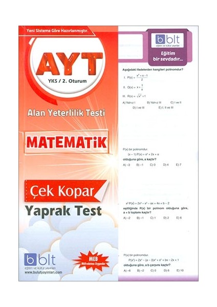 Eğitim AYT Matematik Çek Kopar Yaprak Test
