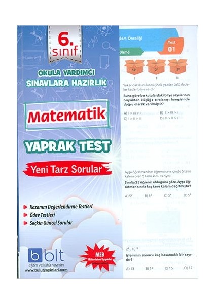 Bulut Eğitim ve Kültür Yayınları Eğitim 6. Sınıf Matematik Çek Kopar Yaprak Test