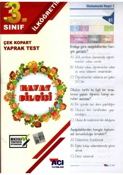 Açı Yayınları 3. Sınıf Hayat Bilgisi Çek Kopart Yaprak Test