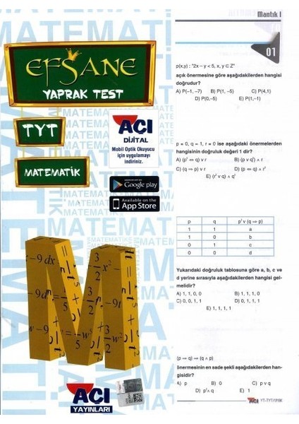 TYT Matematik Çek Kopart Yaprak Test