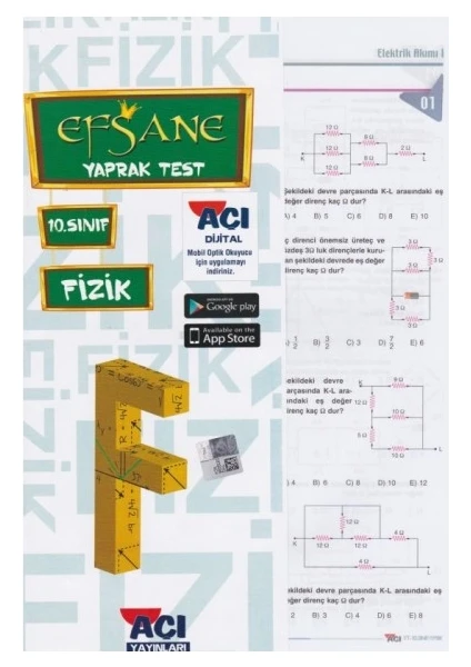 Açı Yayınları 10. Sınıf Fizik Çek Kopar Yaprak Test