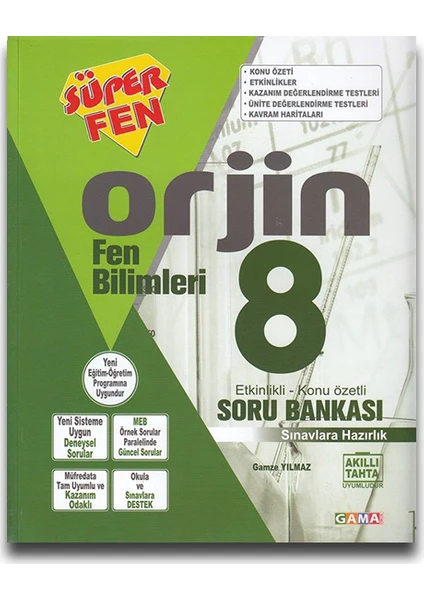 Gama Yayınları Orjin 8. Sınıf Fen Bilimleri Konu Özetli Soru Bankası