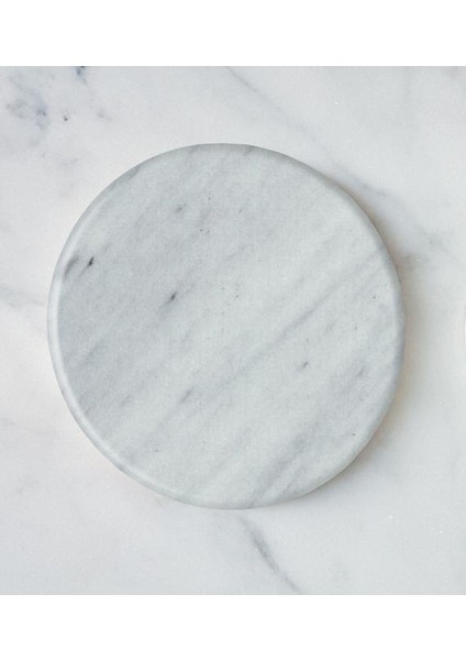 İmmature Design Carrara Beyaz Mermer Yuvarlak 6'lı Bardak Altlığı