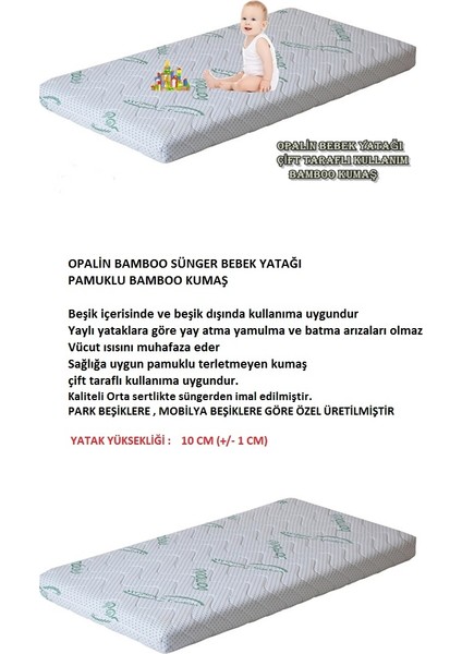 Opalin Bamboo Sünger Bebek Yatağı 50 x 100 cm