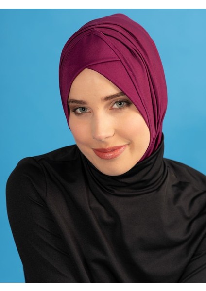 Çapraz Detaylı Deniz Bonesi - Mürdüm