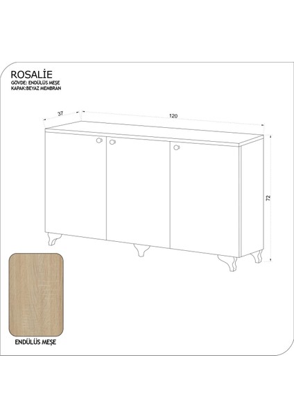 Rosalie Çok Amaçlı Konsol Dolap Banyo, Mutfak ve Giriş için Fonksiyonel Depolama Çözümü fiyatları