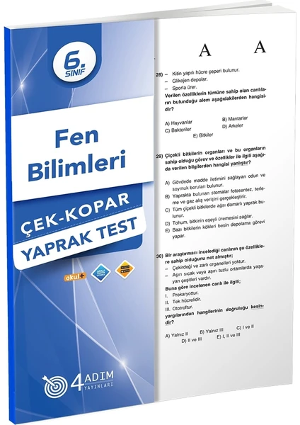 4 Adım Yayınları 4 Adım 6. Sınıf Fen Bilimleri Çek Kopar Yaprak Test