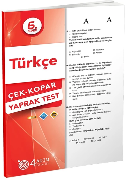 4 Adım Yayınları 4 Adım 6. Sınıf Türkçe Çek Kopar Yaprak Test