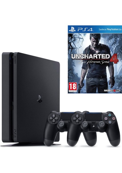 Ps4 Slim 500 GB Oyun Konsolu + Uncharted 4 + 2. Kol-Türkçe Menü