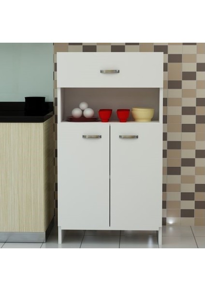 BMdekor Çok Amaçlı Dolap Banyo Mutfak Kiler Hira Beyaz